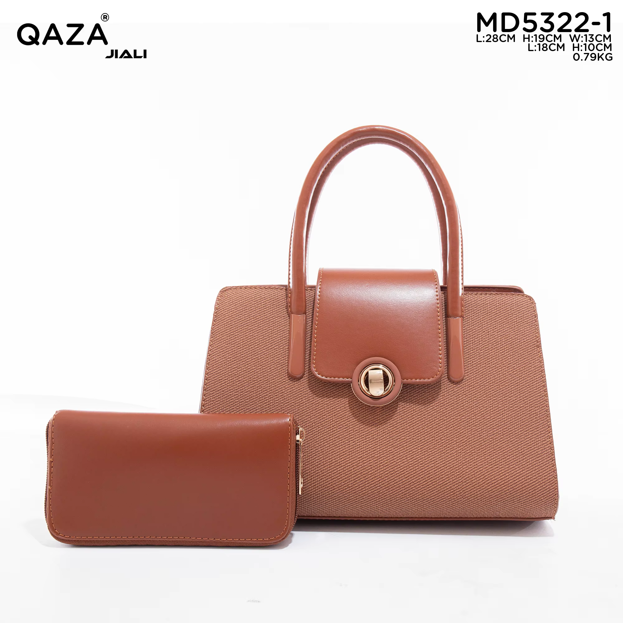 QAZA Women's Quality PU Tote Bag Custom Tiny Leather with Two Handles Solid Color Canvas and Leather Bag Lady Handbag