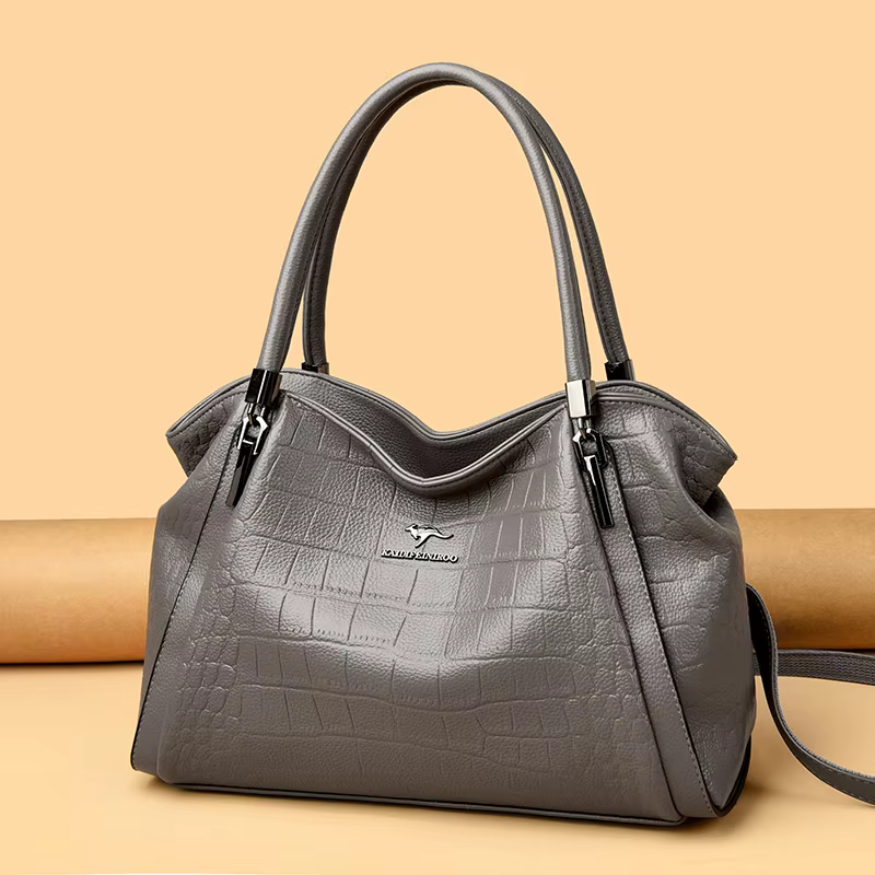New Fashion Luxury Lady Purses Soft Pu Leather Crossbody Shoulder Bags with Zipper Closure Young Lady Stone Pattern Design