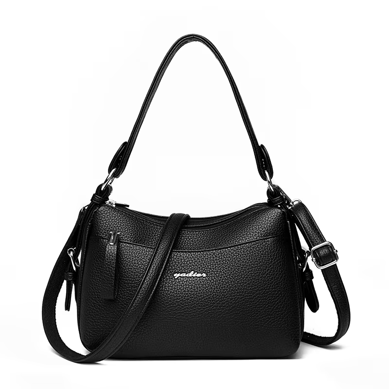 Wholesale PU Leather Women's Handbag Preppy Vintage Style Shoulder Bag Chains Decoration Zipper Closure Crossbody Messenger Bag